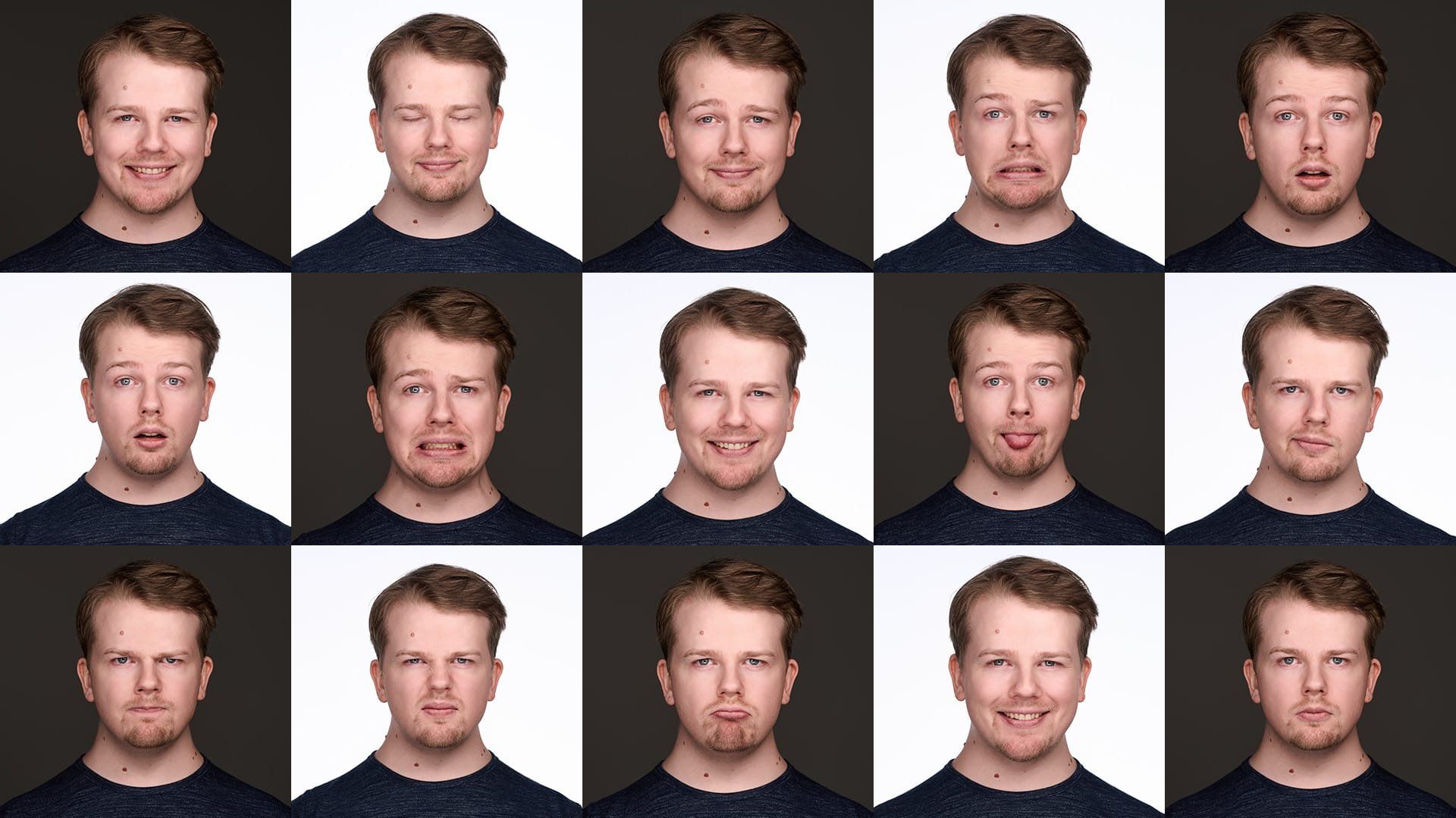 Collage verschiedener Gesichtsausdrücke und Emotionen
